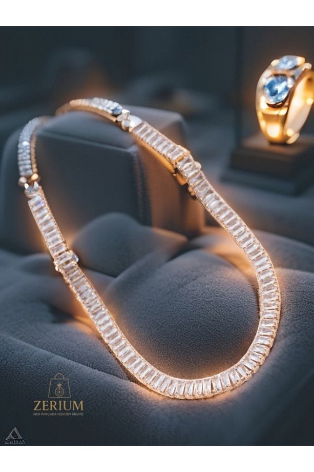 Baget Işıltısı Rose Su Yolu Kolye - 6