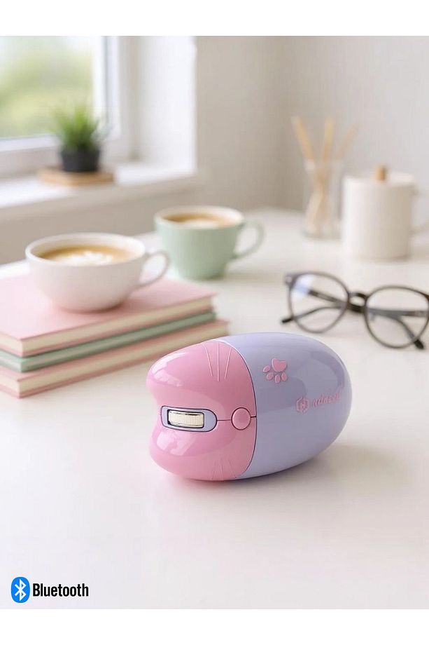 Sevimli Kedi Kablosuz Mor Mouse Bluetooth + 2.4G Dual Mode - 5