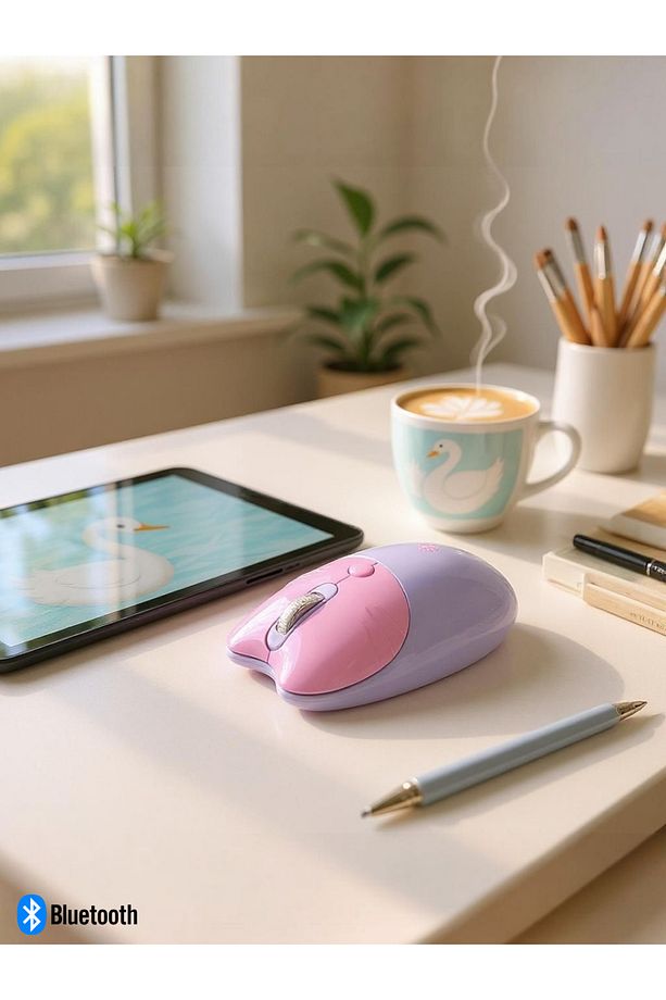 Sevimli Kedi Kablosuz Mor Mouse Bluetooth + 2.4G Dual Mode - 7