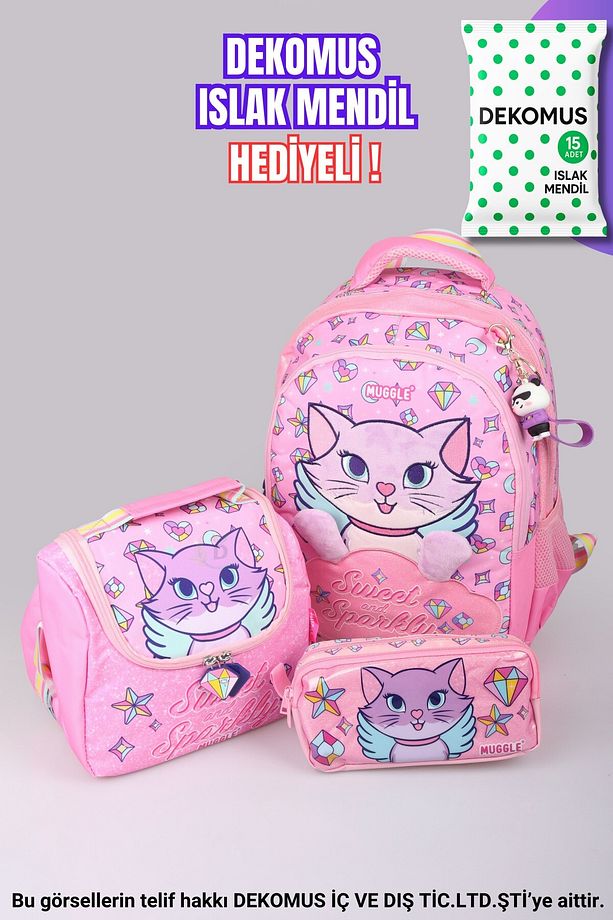 "dekomus Islak Mendil Hediyeli" "sweet And Sparkly Koleksiyonu" Büyük Boy Okul Çantası,termoslu Besl - 1