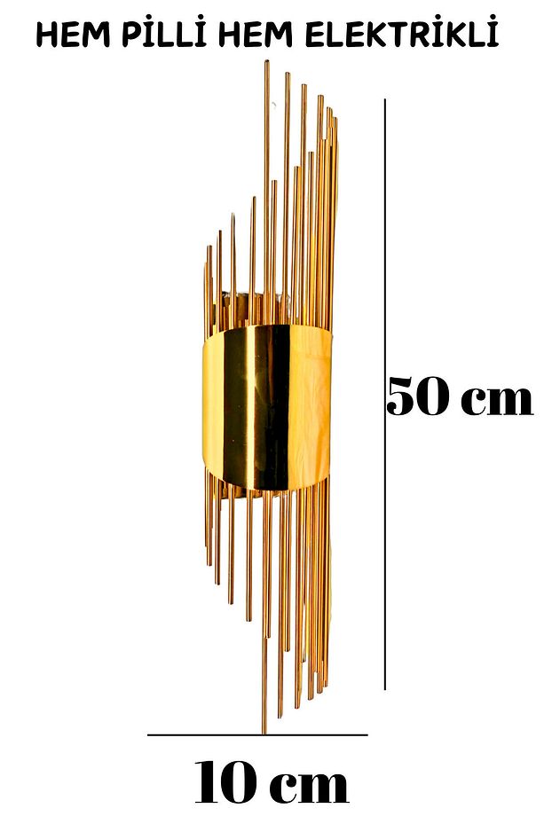 2 Adet-sarkıt Gold Duvar Aplik,pilli Aplik, Led Duvar Aplik Aydınlatma A Duvar Lambası Aplik - 4