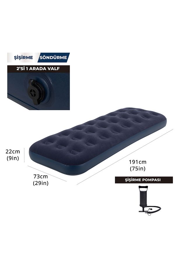 Terravıta-avenli Tek Kişilik Şişme Yatak Pompa 191x73x22 Cm 100 Kg Taşıma Kapasiteli 24040 - 1