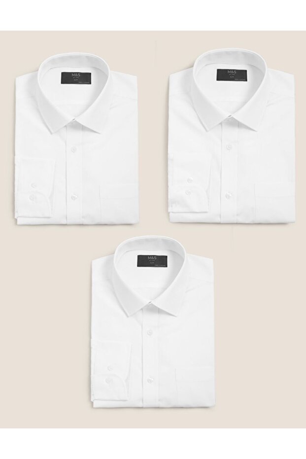 3'lü Slim Fit Gömlek Seti - 1