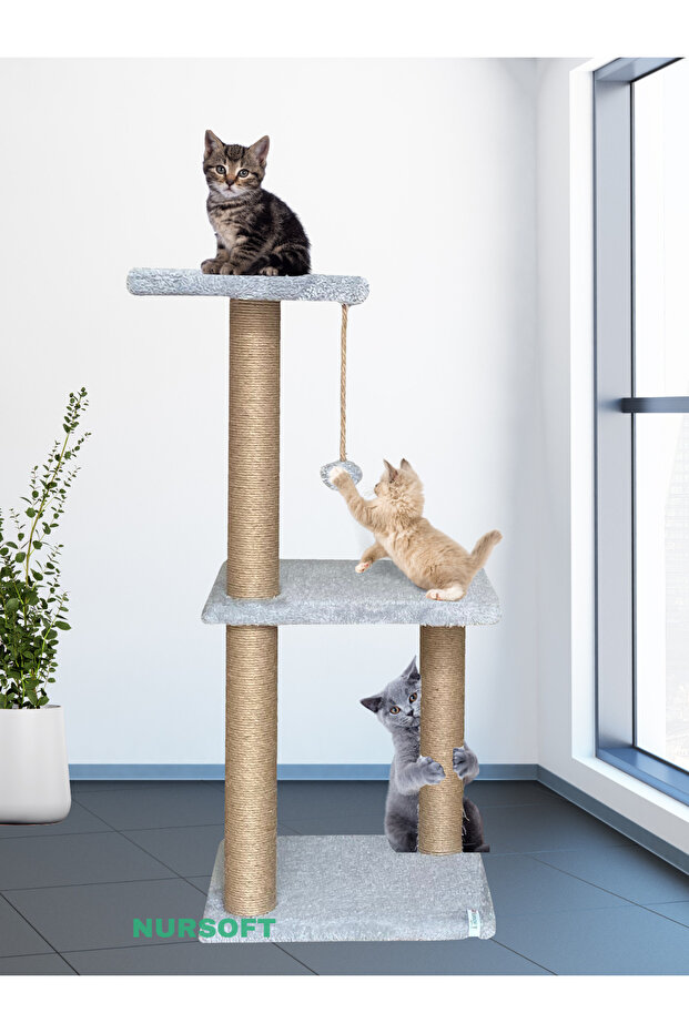 لوح خدش للقطط باللون الرمادي الثلاثي - 1