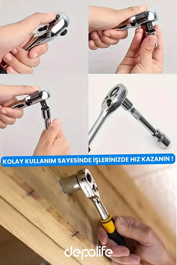 Lokma Kolu 1/4 Lokma Ahtarı Sökme Takma En Küçük Boy Cırcır Kolu - 5