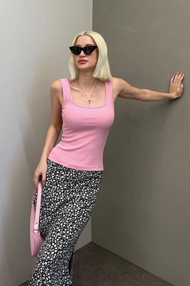 Pembe Fitilli Görünümlü Askılı Basic Atlet MG2057 - 2