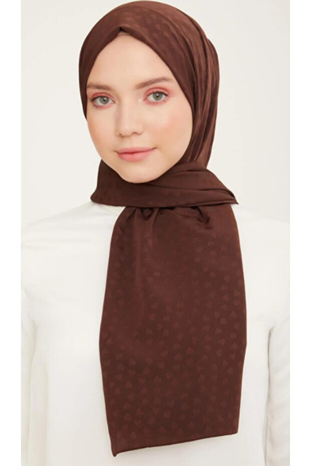 Trend J.capri Şal 4-129 - Kalpli Kahverengi - 1