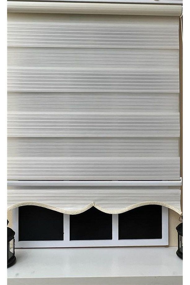 Pliseli Zebra Stor Perde Ekru Etek Dilimli Kt481 - 5