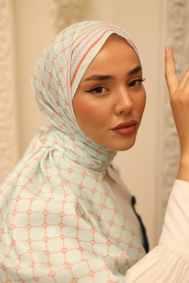 Olinda Shawl 49005-11 Ice Blue, Orange Color