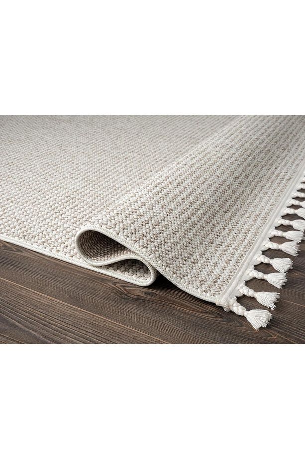 Effect EF005A Bej Halı Modern Desenli Antialerjik Jüt Taban Salon Halısı Yatak Odası Mutfak Koridor - 5