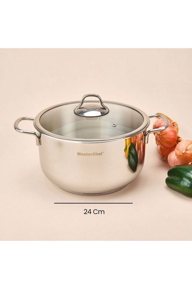 Paslanmaz Çelik Tencere - Gri - 24 cm - 5