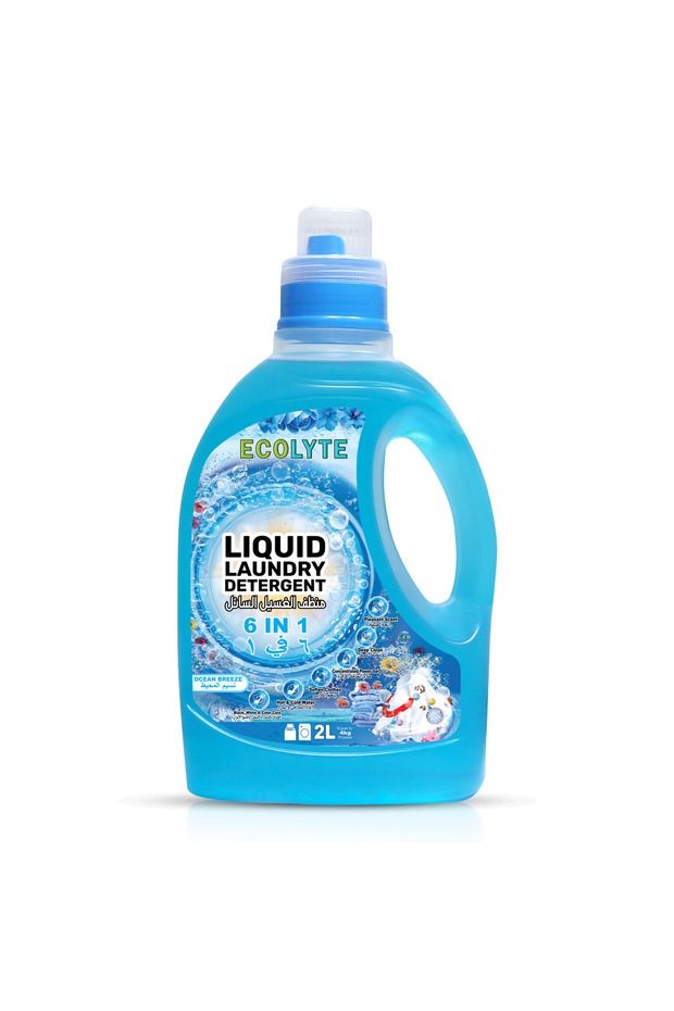 Liquid Laundry Detergent, All Washing Machines, 6 in 1 Deep Clean Tech - (Ocean Breeze, 2 Liter)