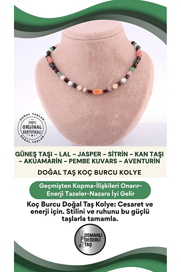Certified Aries Natural Stone Necklace M252