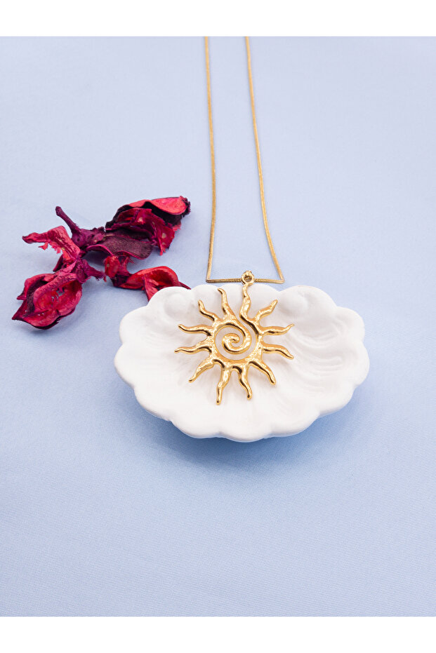 Antique Sun Motif Steel Necklace 50cm