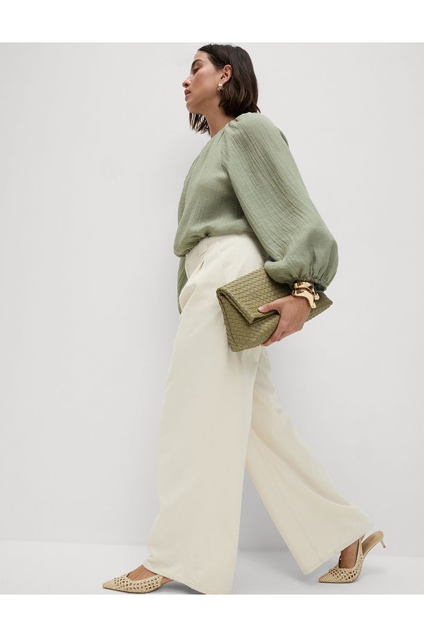 Yüksek Bel Tailored Wide Leg Jean - 5