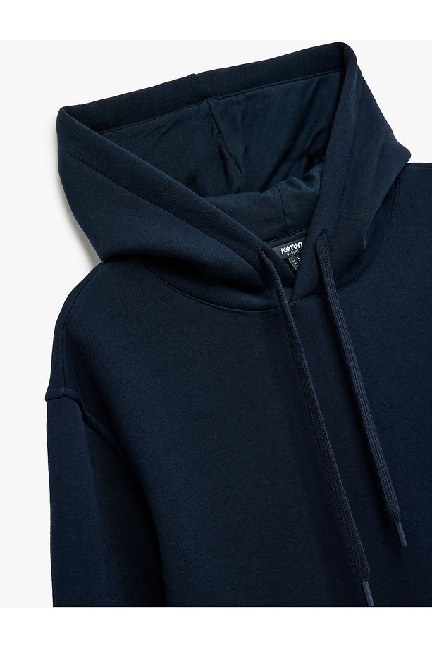 Şardonlu Uzun Kollu Basic Kapşonlu Sweatshirt - 5