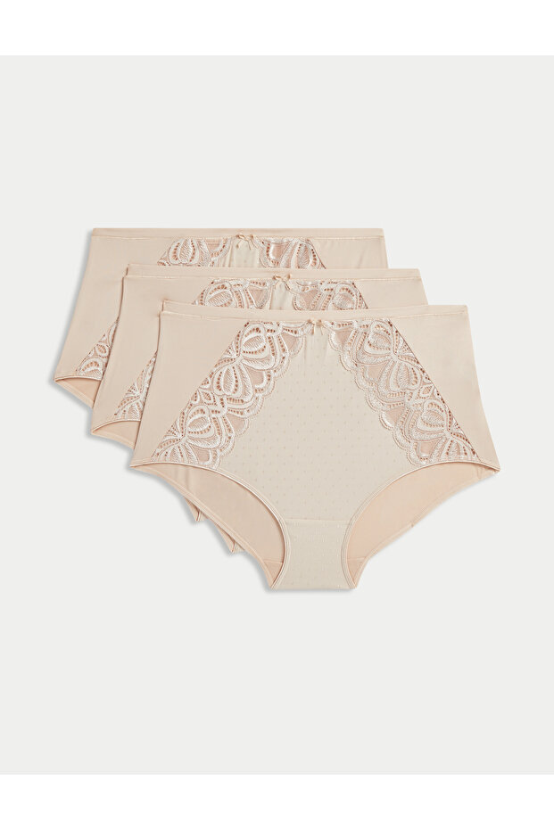 3'lü Amelia Dantelli Full Brief Külot - 1