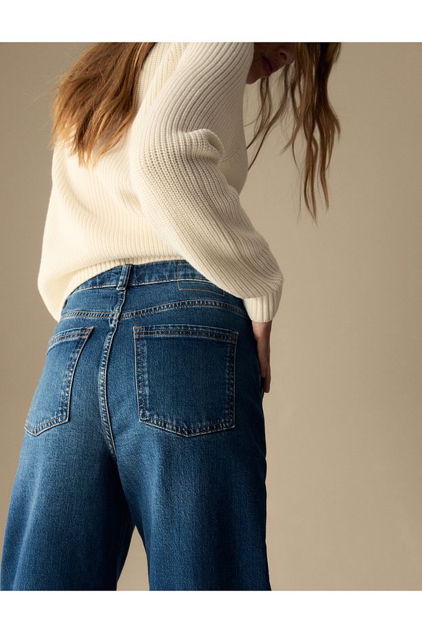 Yüksek Bel Wide Leg Jean Pantolon - 4