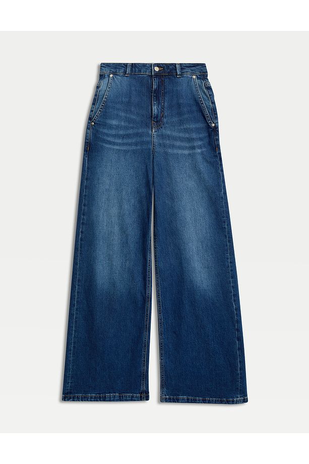 Yüksek Bel Wide Leg Jean Pantolon - 5