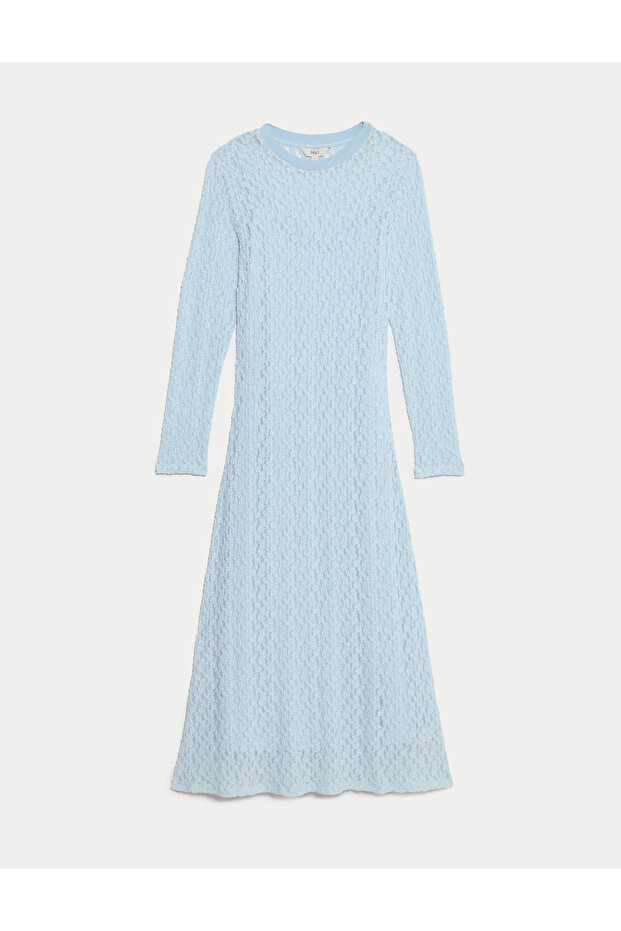 Dantel Detaylı Midi Elbise - 8