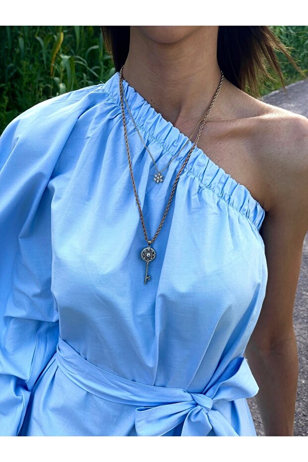 Poplin Tek Kol Elbise - 6