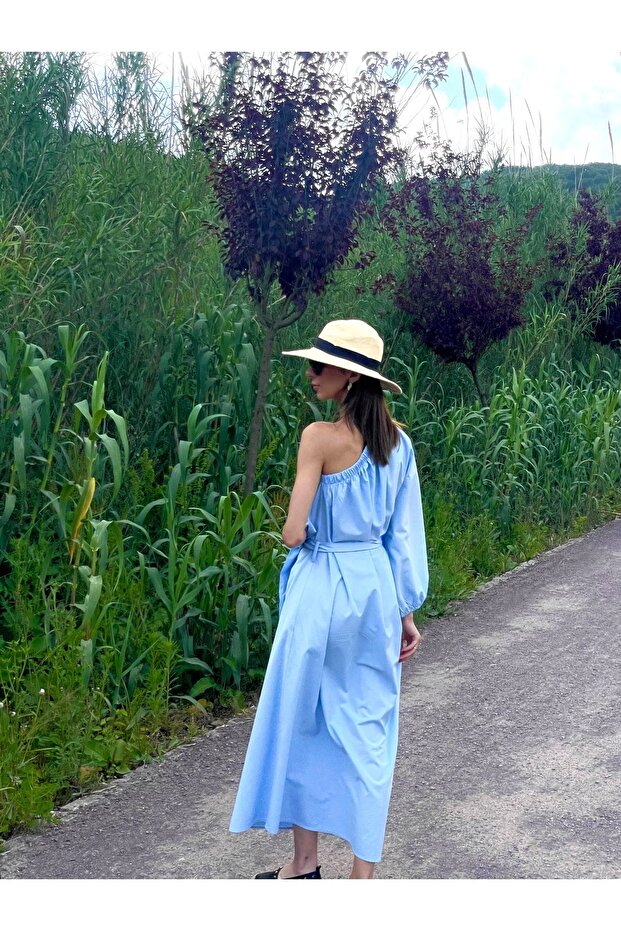 Poplin Tek Kol Elbise - 3