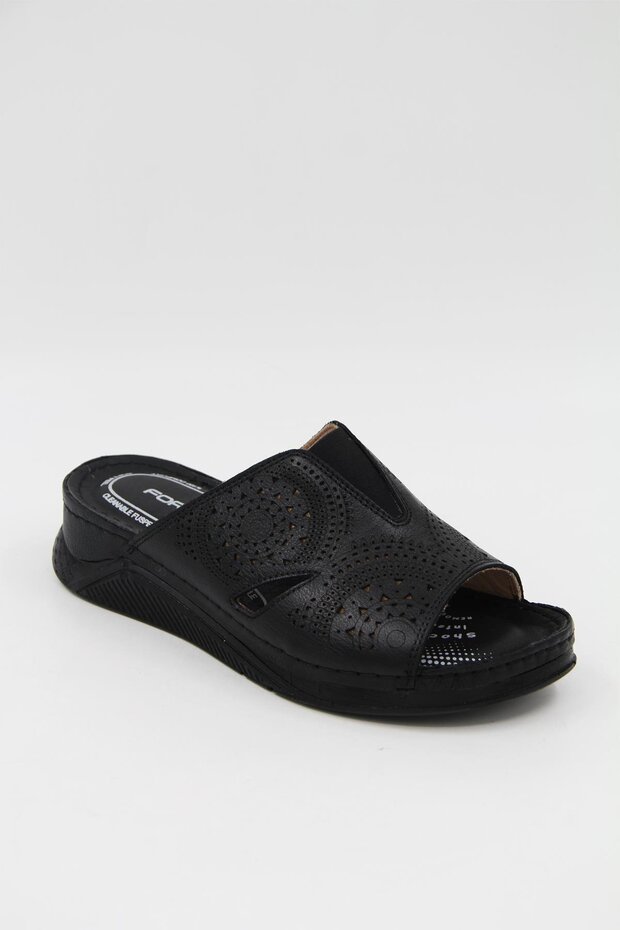 IRMA-H Kadın Deri Terlik Siyah - 5