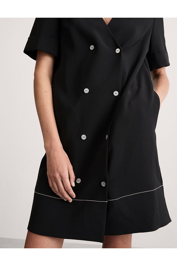 V Yaka Regular Fit Mini Elbise - 2
