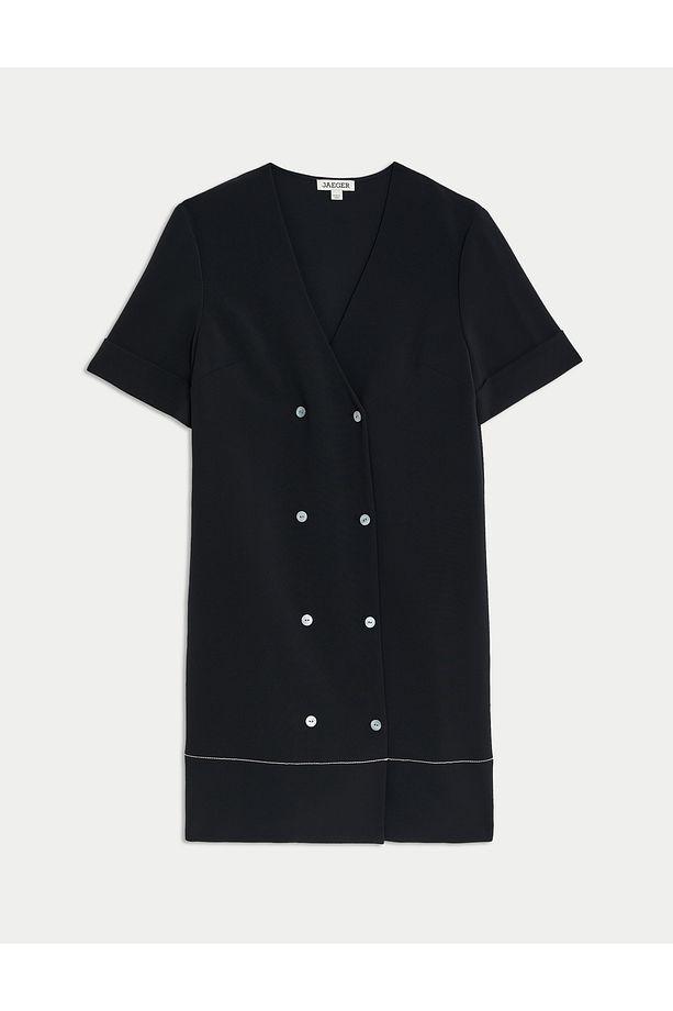 V Yaka Regular Fit Mini Elbise - 6