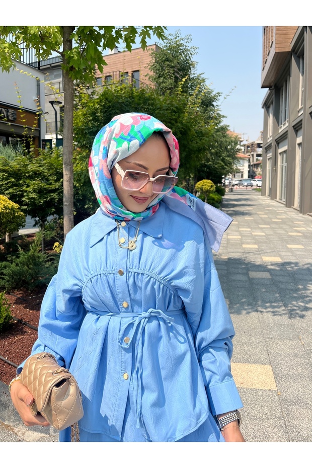 Summer Suit with Gathered Chest and Pocket Skirt