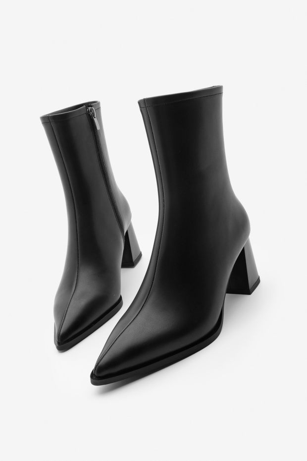 Čierna špička Simva – dámske čižmy na hrubom podpätku - 2