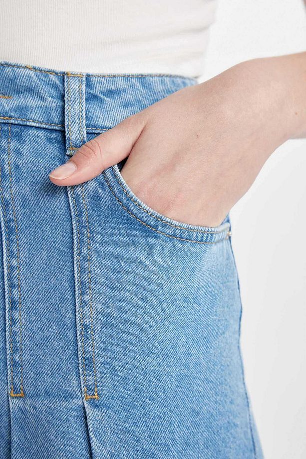 Fashion Fit Pileli Jean Mini Etek B9853AX24SM - 6