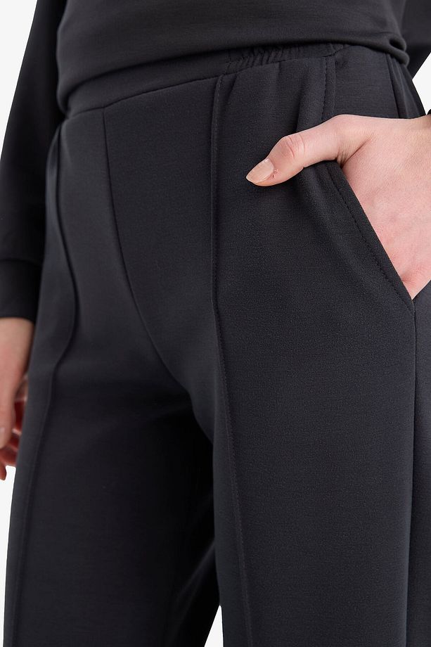 Regular Fit Beli Lastikli Cepli Basic Düz Pantolon E1954AX25SP - 5