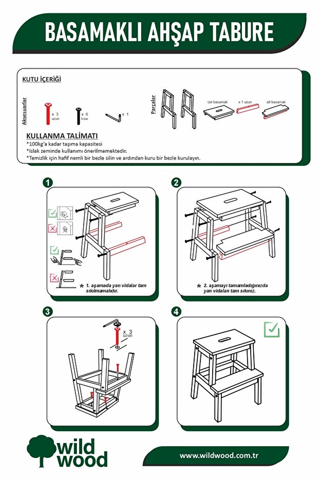 Basamaklı Ahşap Tabure - 8
