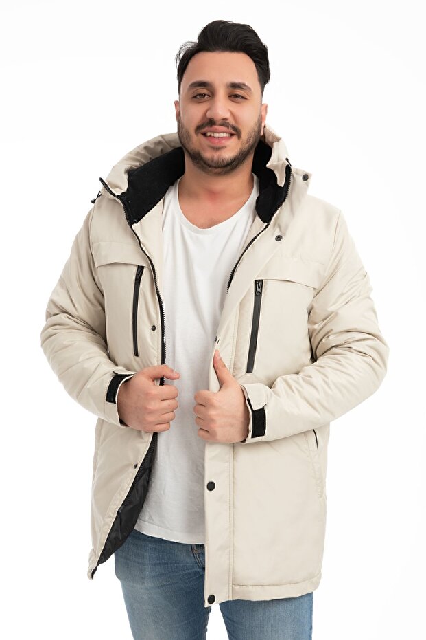 Men's Stone Fleece Fur Water and Windproof Hooded Winter Coat & Coat & Parka