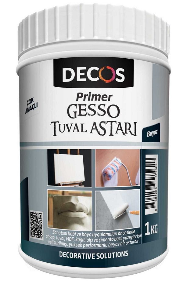 Prımer Gesso 1 Kg - Tuval Mdf Ve Sanatsal Obje Astarı - 1