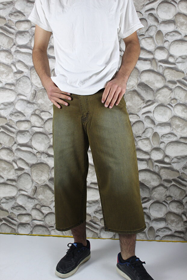 Likralı Yıkamalı Unisex Baggy Şortolon Şort - 7