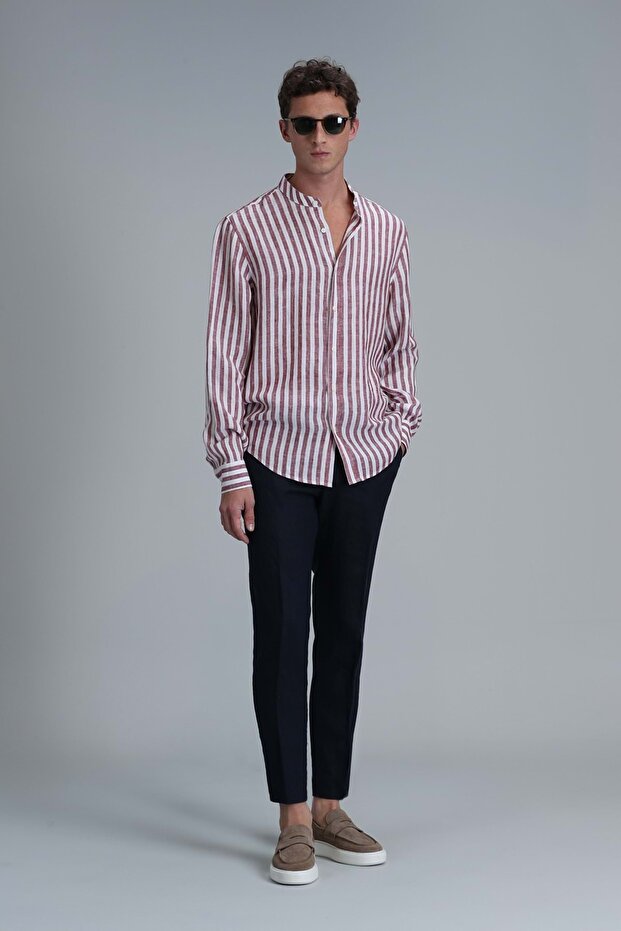 111010624 Fast Hakim Yaka Basic Gömlek Comfort Fit Erkek Gömlek BORDO - 2