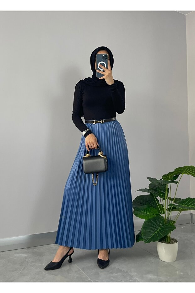 Deri Görünümlü Piliseli Etek - 3