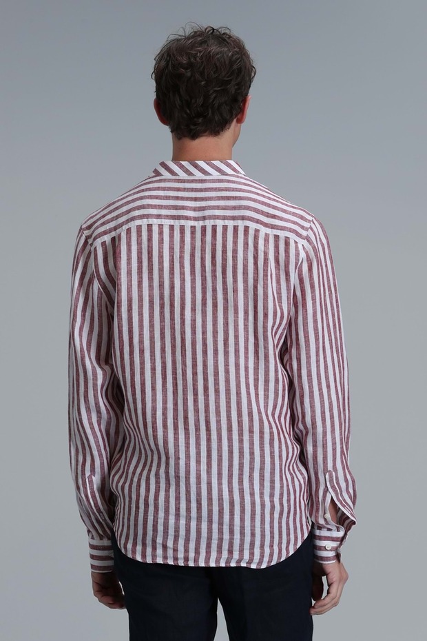 111010624 Fast Hakim Yaka Basic Gömlek Comfort Fit Erkek Gömlek BORDO - 6