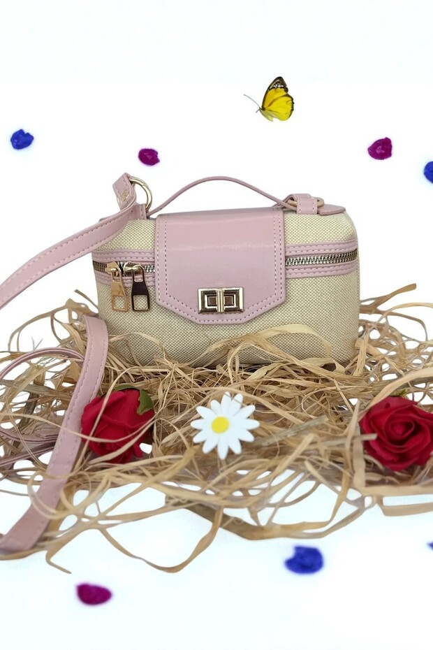 حقيبة كتف منقوشة من القش الحديث - 6