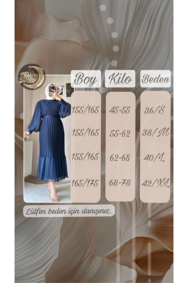 Piliseli Şifon Elbise - 3