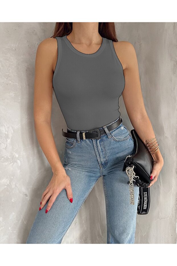kadin Fitilli görünümlü askılı basic atlet - 1