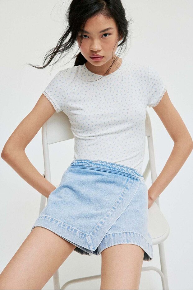 Wrap denim skort - 6