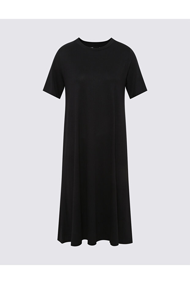 Kısa Kollu Mini Örme Elbise - 5