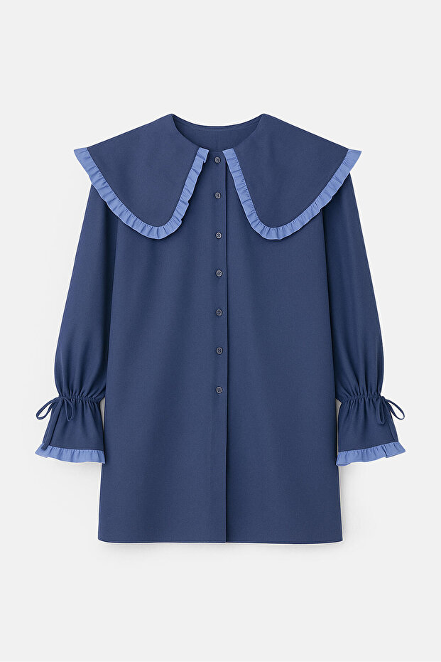 Contrast Ruffle Shirt