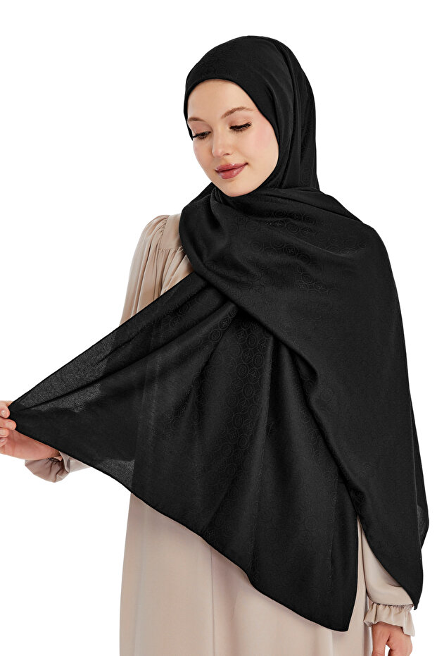 Monogram Star Pattern Shawl - Black - 1