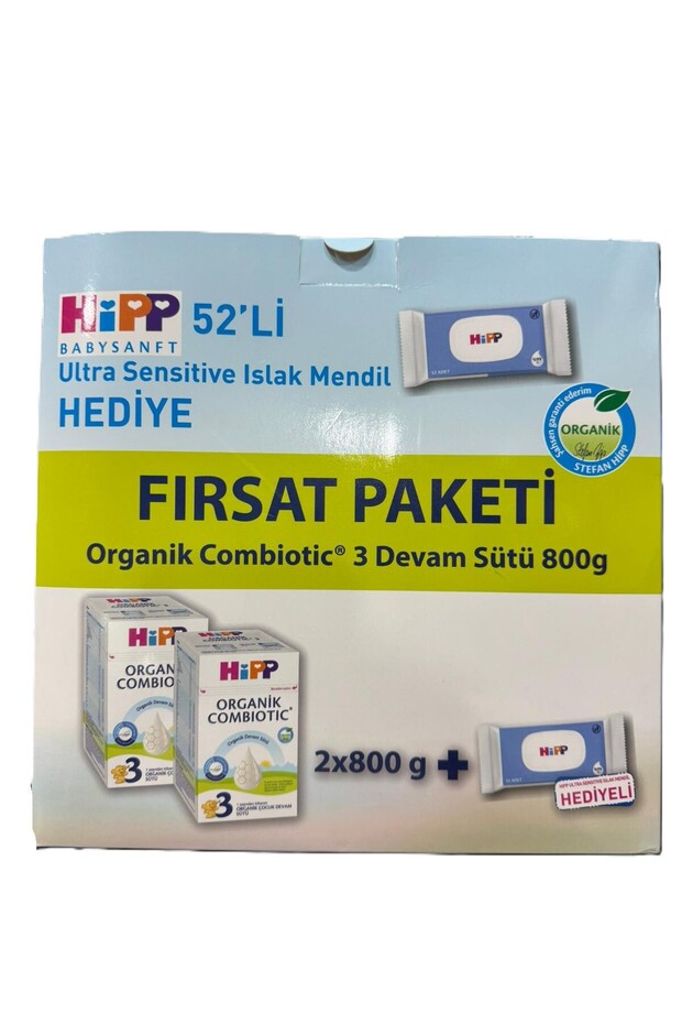 3 Organik Devam Sütü Combiotic 800grx2 Adet (ISLAK MENDİL HEDİYE) - 1