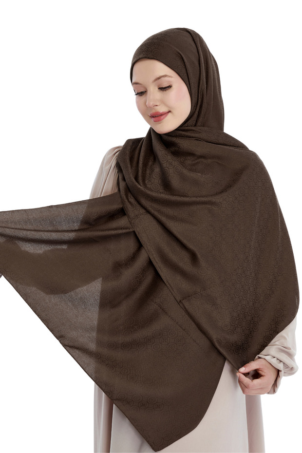 شال بنمط نجمة مونوغرام - شوكولاتة - 1