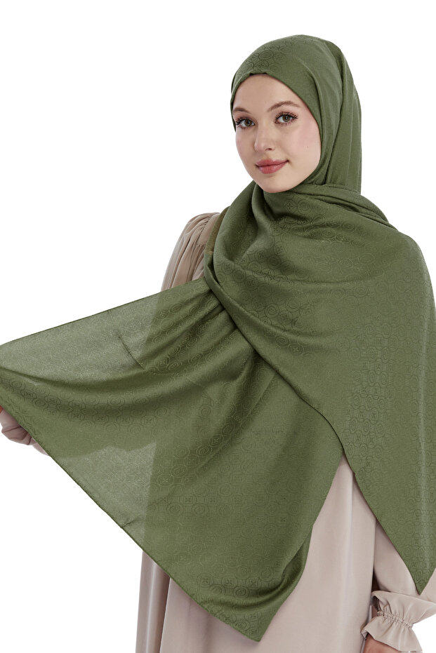 شال بنمط نجمة مونوجرام - أخضر فستقي - 1